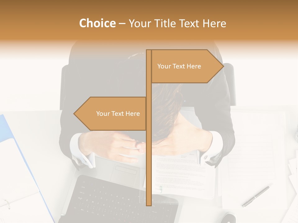 Laptop Caucasian Professional PowerPoint Template