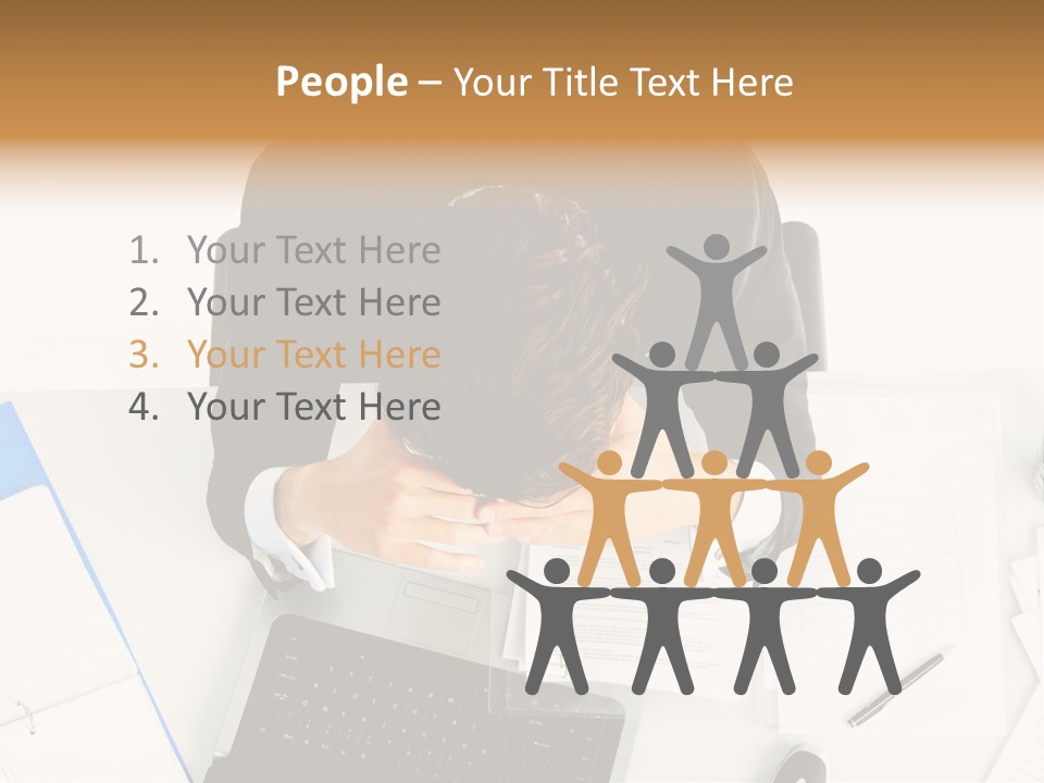 Laptop Caucasian Professional PowerPoint Template