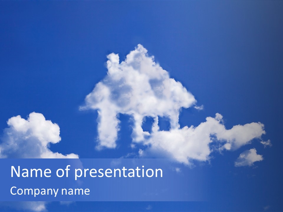 A Blue Sky With Clouds In The Shape Of A House PowerPoint Template