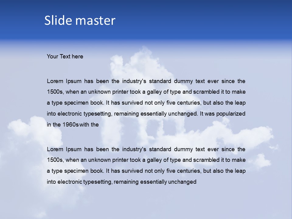 A Blue Sky With Clouds In The Shape Of A House PowerPoint Template