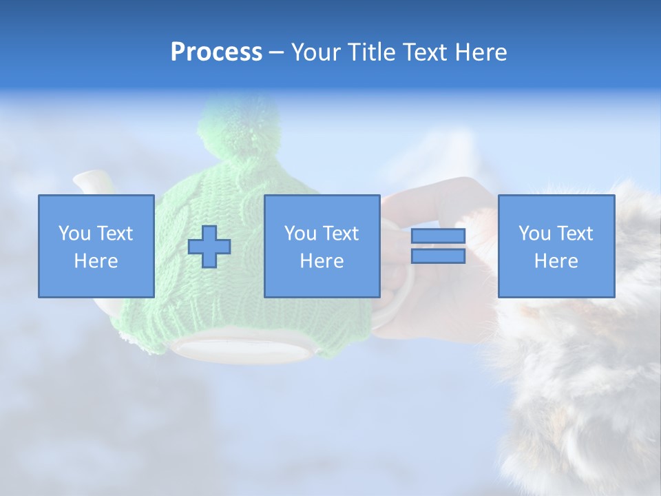 A Person Holding A Teapot With A Green Knitted Hat On It PowerPoint Template