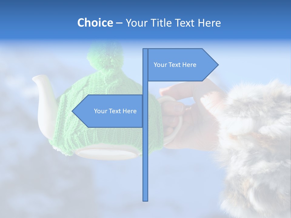 A Person Holding A Teapot With A Green Knitted Hat On It PowerPoint Template