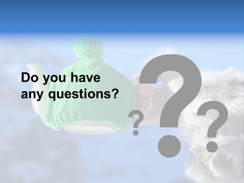 A Person Holding A Teapot With A Green Knitted Hat On It PowerPoint Template