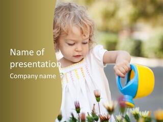 Watering Can Nature One Person PowerPoint Template