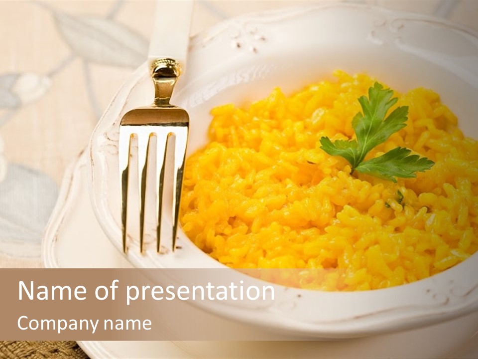 Light Cuisine Vegetables Gold PowerPoint Template