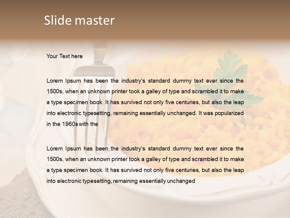 Light Cuisine Vegetables Gold PowerPoint Template