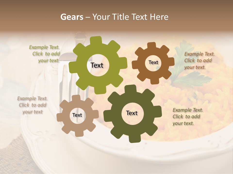 Light Cuisine Vegetables Gold PowerPoint Template