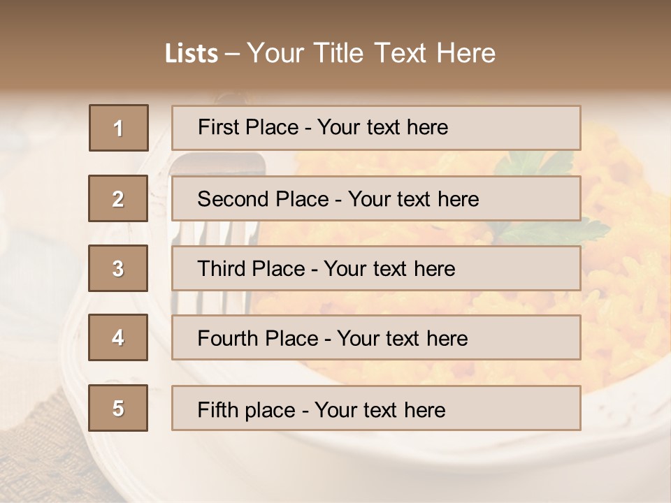 Light Cuisine Vegetables Gold PowerPoint Template