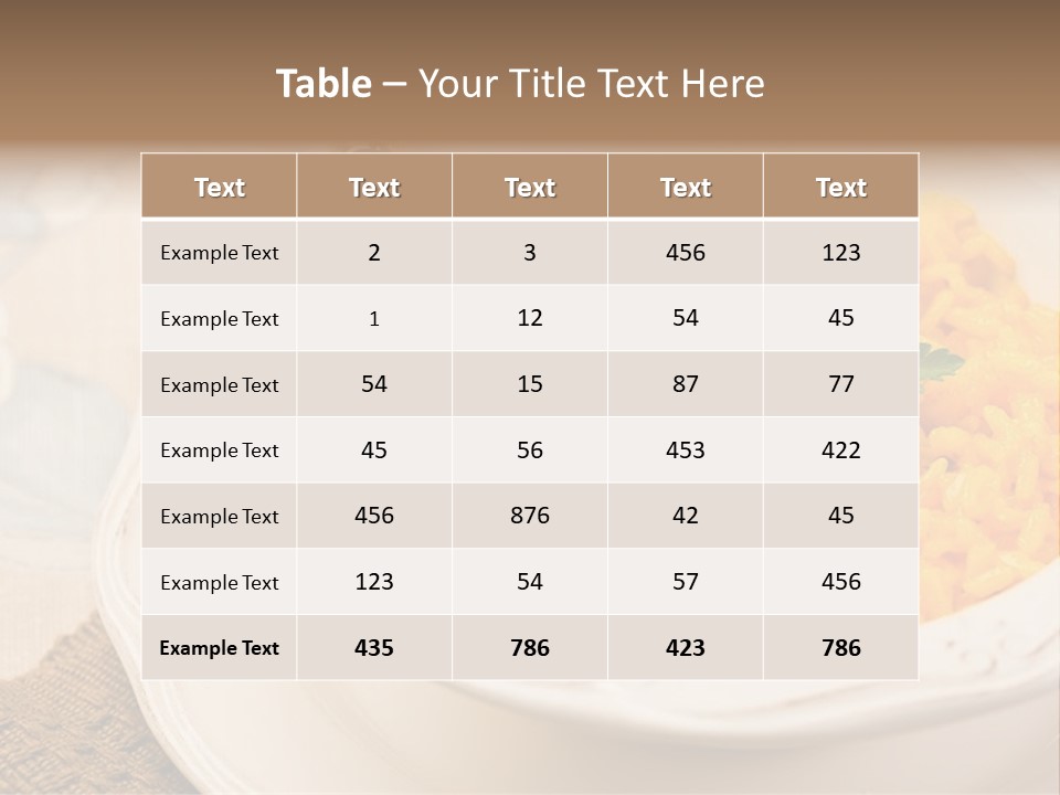 Light Cuisine Vegetables Gold PowerPoint Template