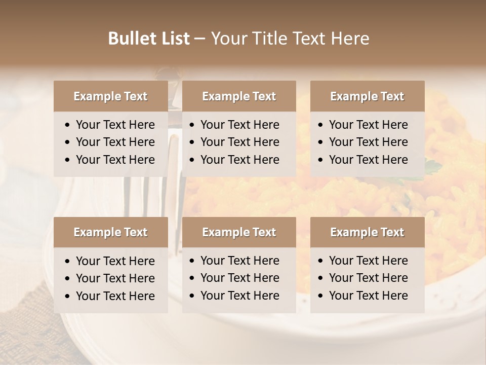 Light Cuisine Vegetables Gold PowerPoint Template