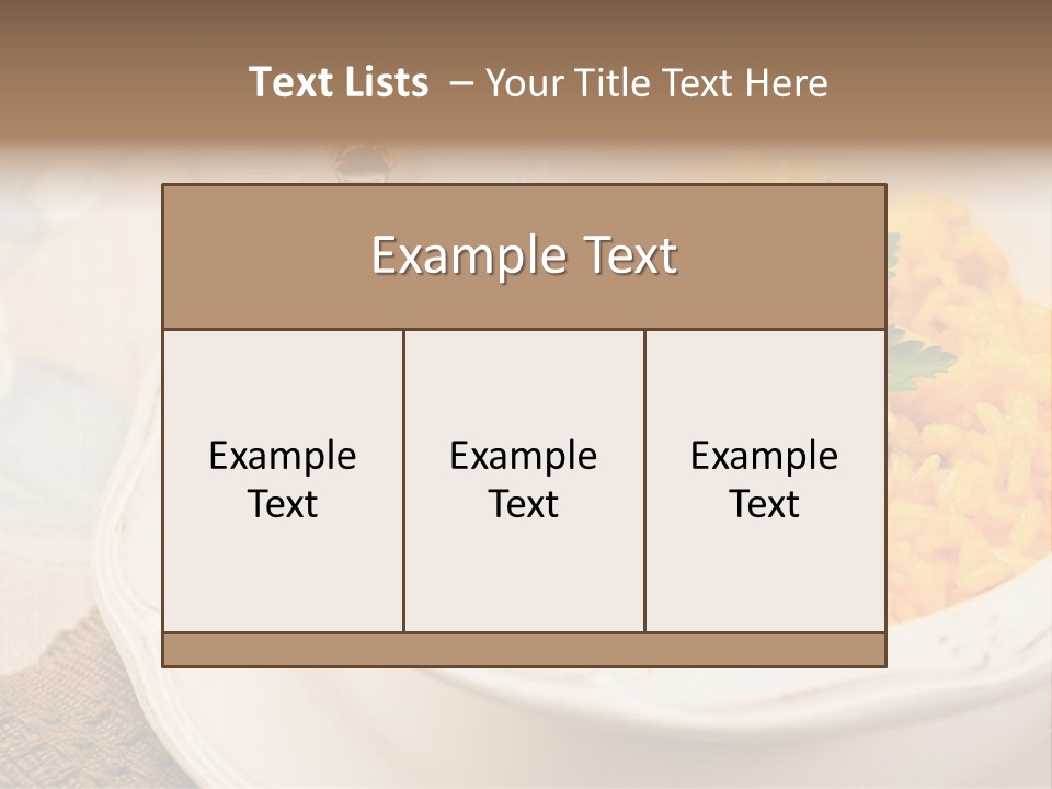 Light Cuisine Vegetables Gold PowerPoint Template