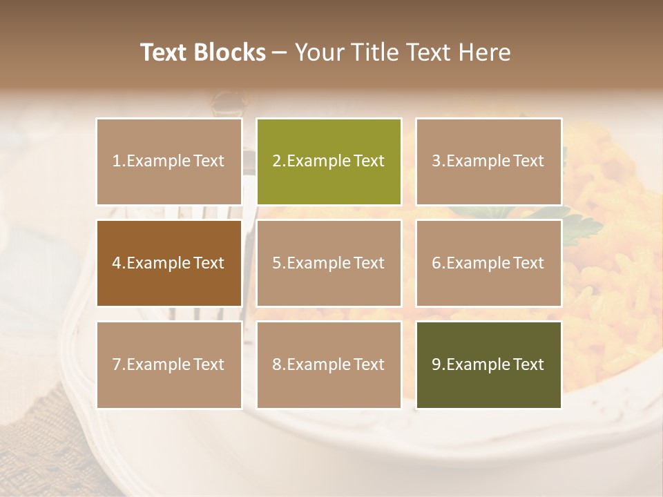 Light Cuisine Vegetables Gold PowerPoint Template