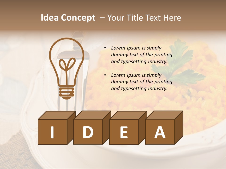 Light Cuisine Vegetables Gold PowerPoint Template