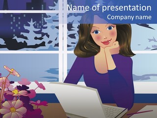 Businesswoman Relax Illustration PowerPoint Template