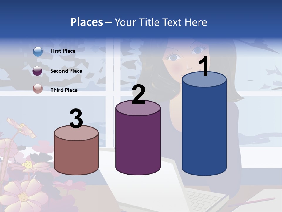 Businesswoman Relax Illustration PowerPoint Template