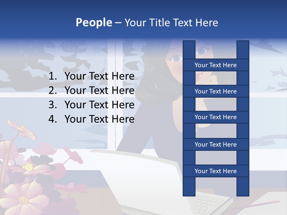 Businesswoman Relax Illustration PowerPoint Template