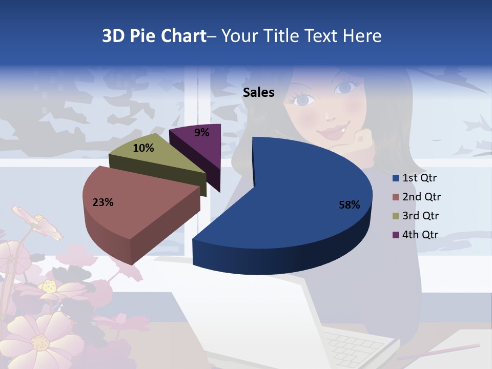 Businesswoman Relax Illustration PowerPoint Template