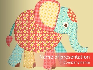 Cloth Elephant Flower PowerPoint Template