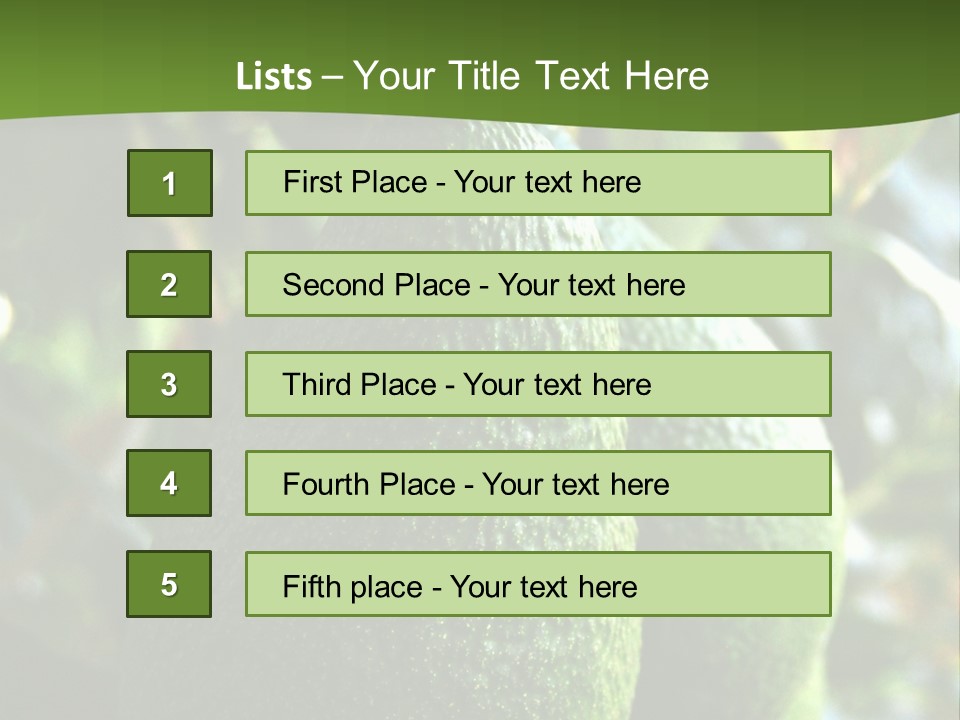 Vegetarian Diet Organic Green Alligator Pear PowerPoint Template