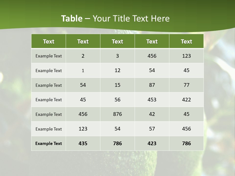 Vegetarian Diet Organic Green Alligator Pear PowerPoint Template