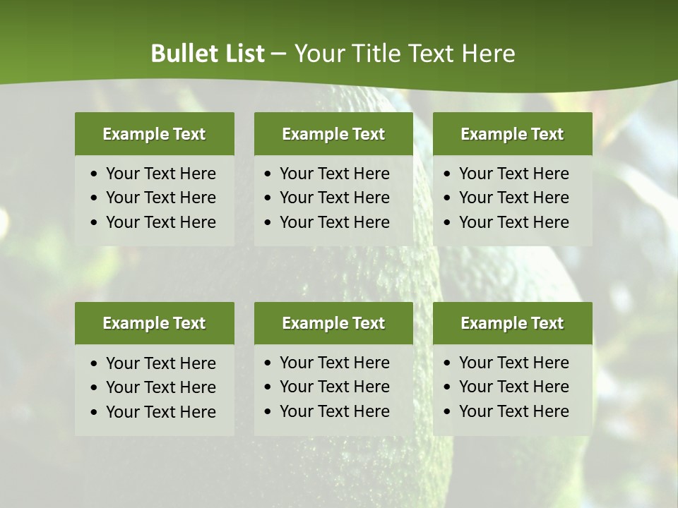 Vegetarian Diet Organic Green Alligator Pear PowerPoint Template