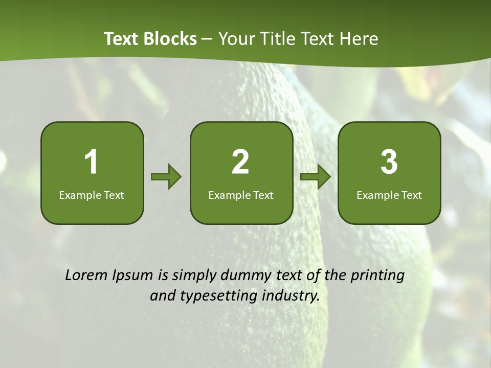 Vegetarian Diet Organic Green Alligator Pear PowerPoint Template