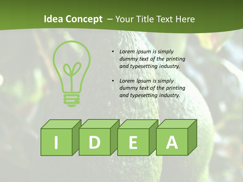 Vegetarian Diet Organic Green Alligator Pear PowerPoint Template