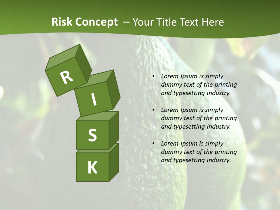 Vegetarian Diet Organic Green Alligator Pear PowerPoint Template