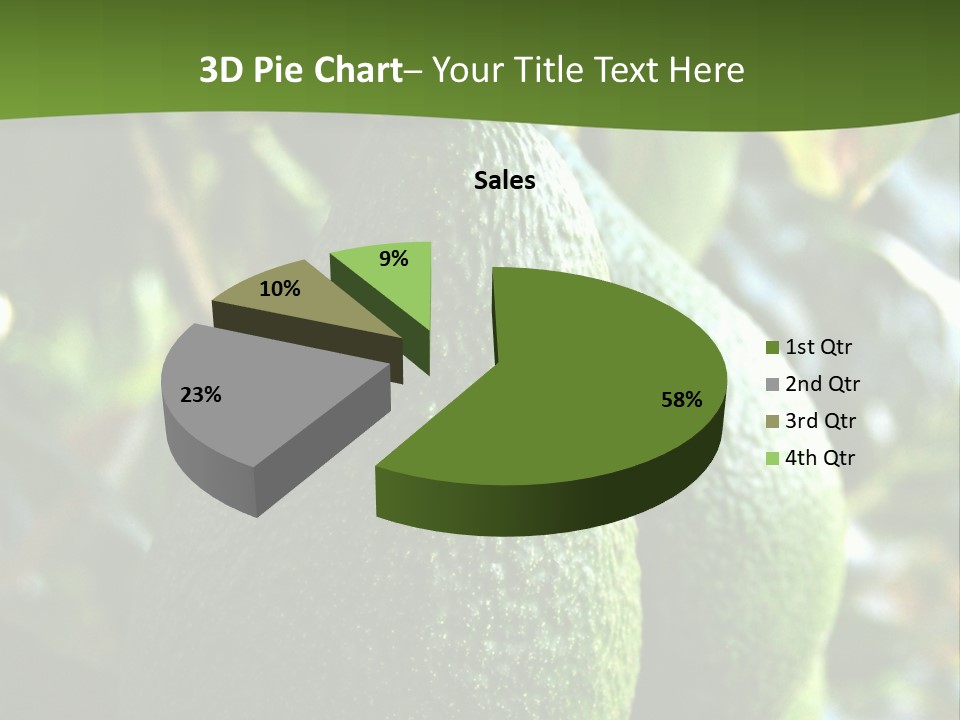 Vegetarian Diet Organic Green Alligator Pear PowerPoint Template
