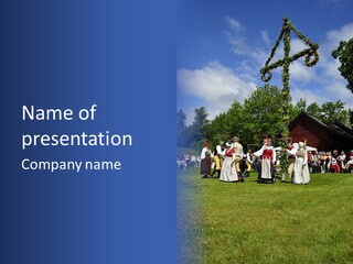 Dress Traditional Dance Midsummer Sweden PowerPoint Template