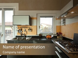Kitchen Furnished Wall PowerPoint Template
