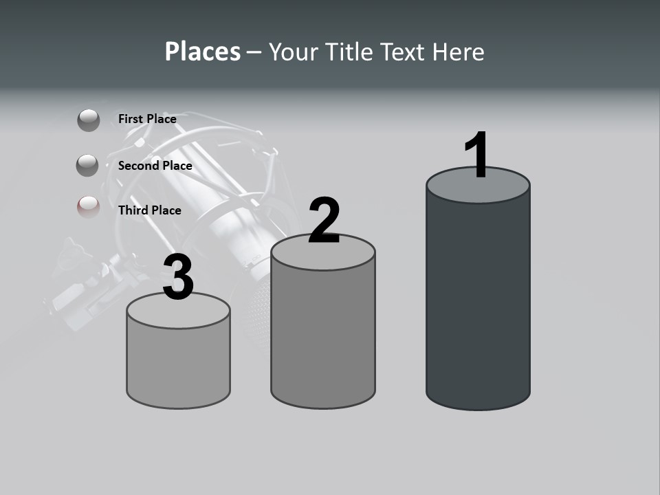 A Microphone On A Black Background With The Words Name Of Presentation PowerPoint Template