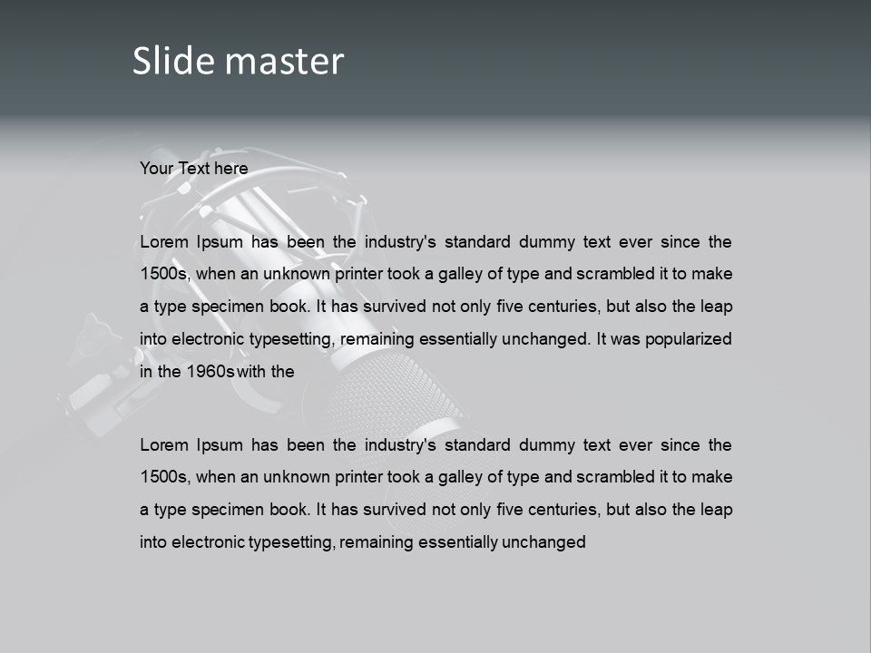 A Microphone On A Black Background With The Words Name Of Presentation PowerPoint Template