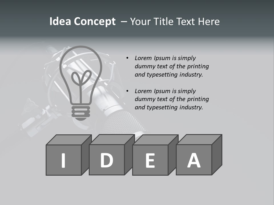 A Microphone On A Black Background With The Words Name Of Presentation PowerPoint Template