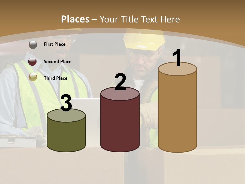 Two Men In Safety Vests Working On A Laptop PowerPoint Template