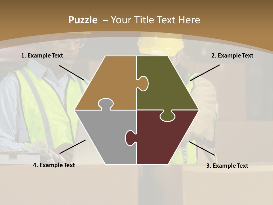 Two Men In Safety Vests Working On A Laptop PowerPoint Template