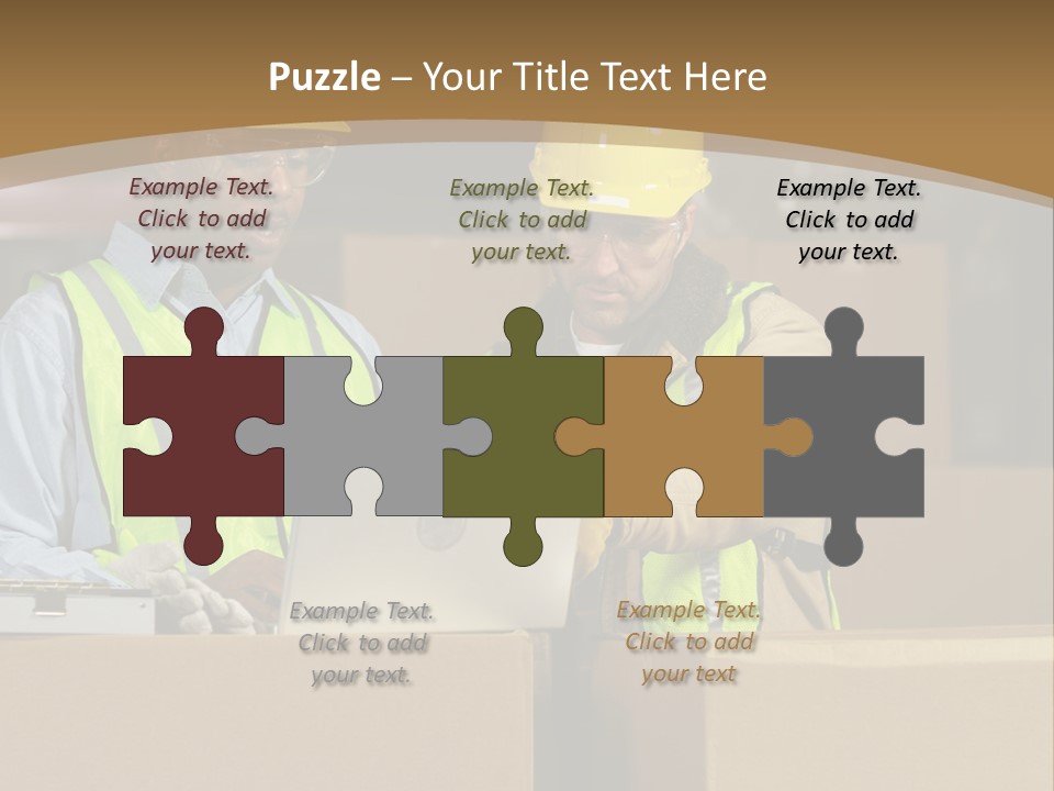 Two Men In Safety Vests Working On A Laptop PowerPoint Template