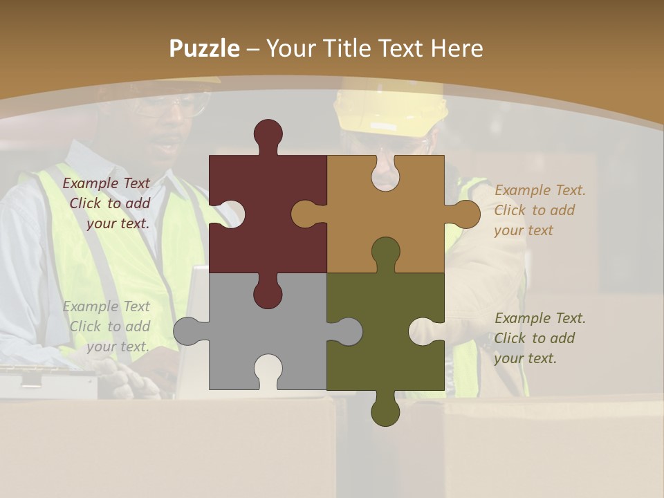 Two Men In Safety Vests Working On A Laptop PowerPoint Template