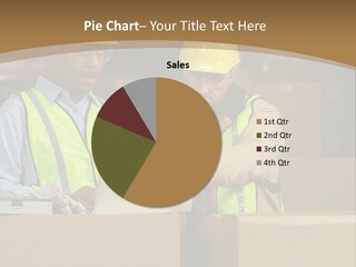 Two Men In Safety Vests Working On A Laptop PowerPoint Template