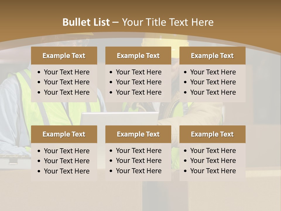 Two Men In Safety Vests Working On A Laptop PowerPoint Template