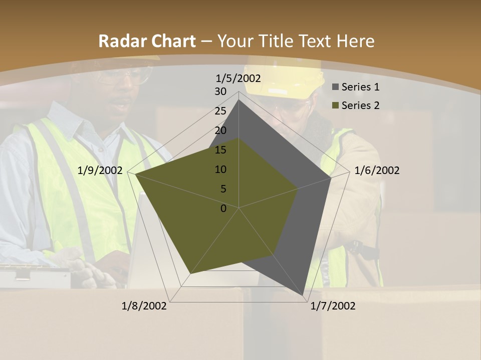 Two Men In Safety Vests Working On A Laptop PowerPoint Template
