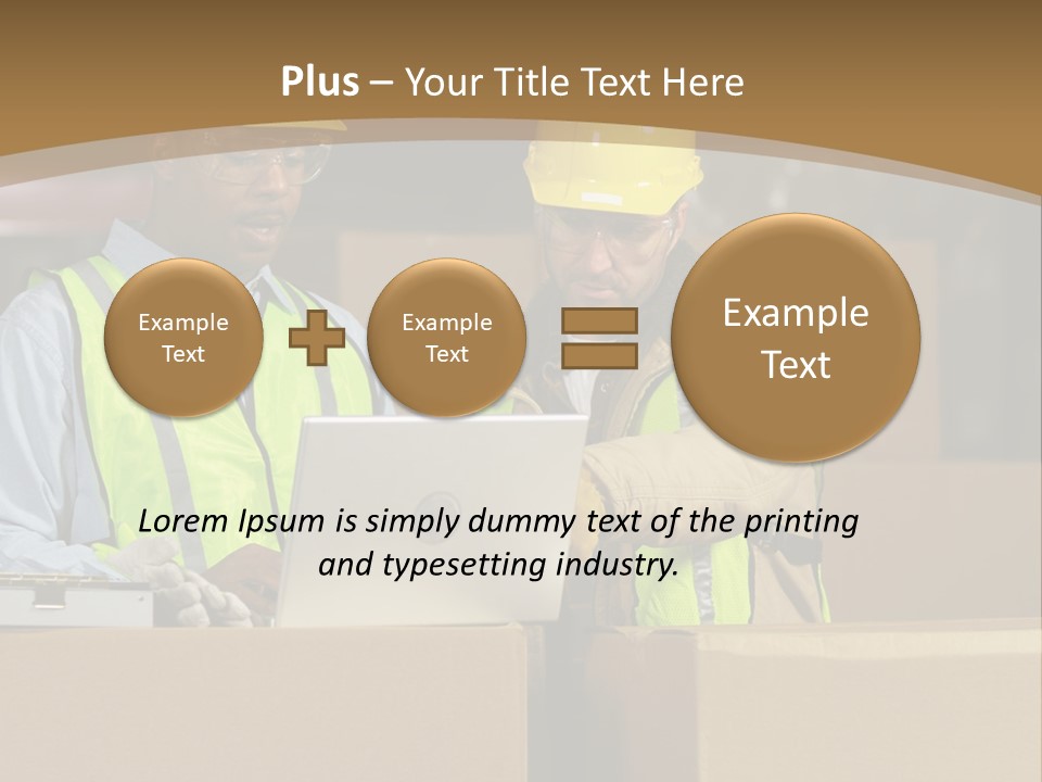 Two Men In Safety Vests Working On A Laptop PowerPoint Template