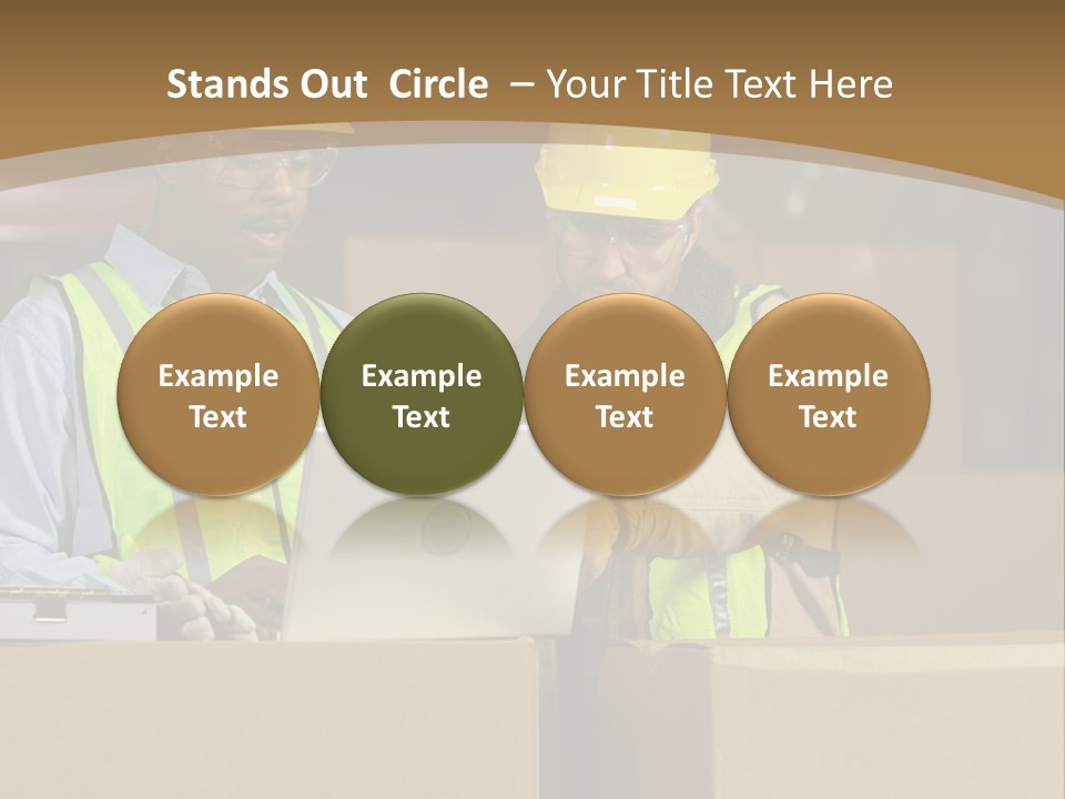 Two Men In Safety Vests Working On A Laptop PowerPoint Template