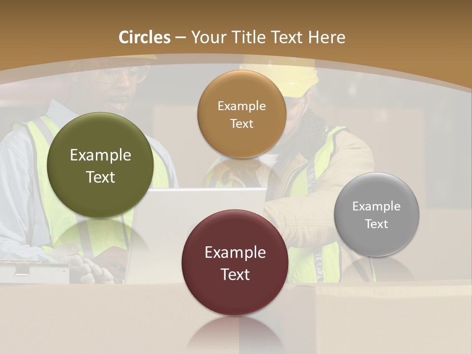 Two Men In Safety Vests Working On A Laptop PowerPoint Template