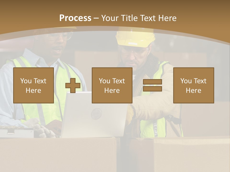 Two Men In Safety Vests Working On A Laptop PowerPoint Template