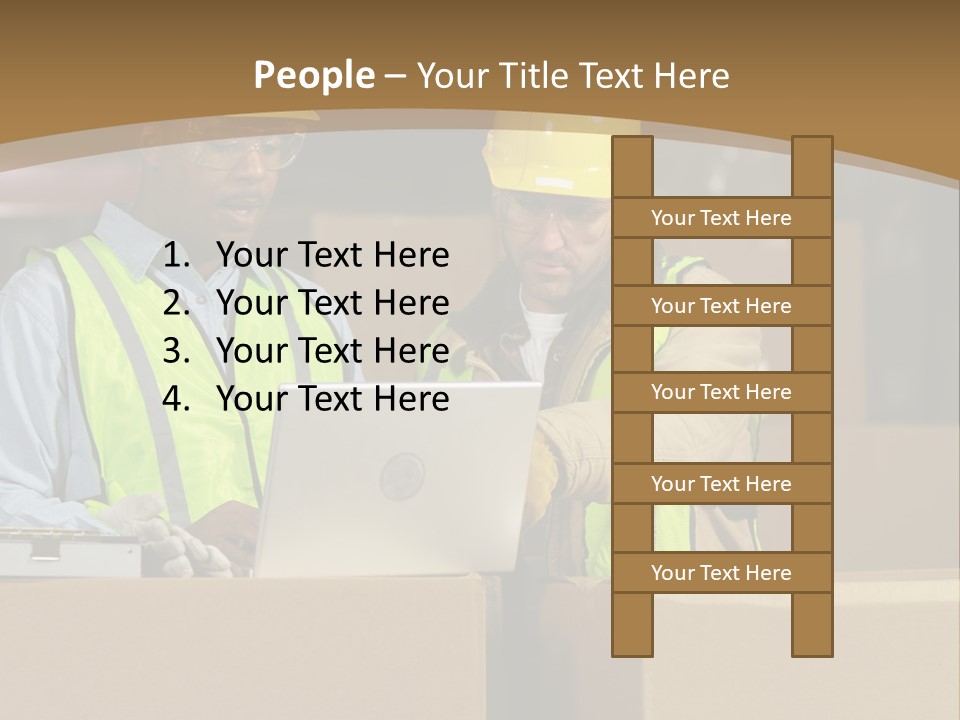Two Men In Safety Vests Working On A Laptop PowerPoint Template