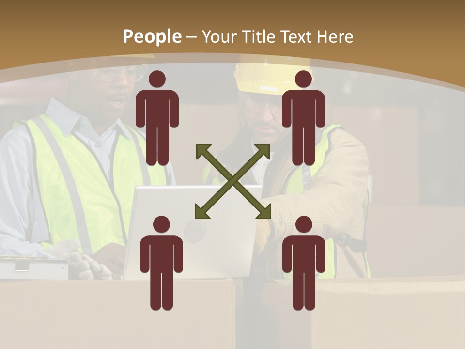 Two Men In Safety Vests Working On A Laptop PowerPoint Template