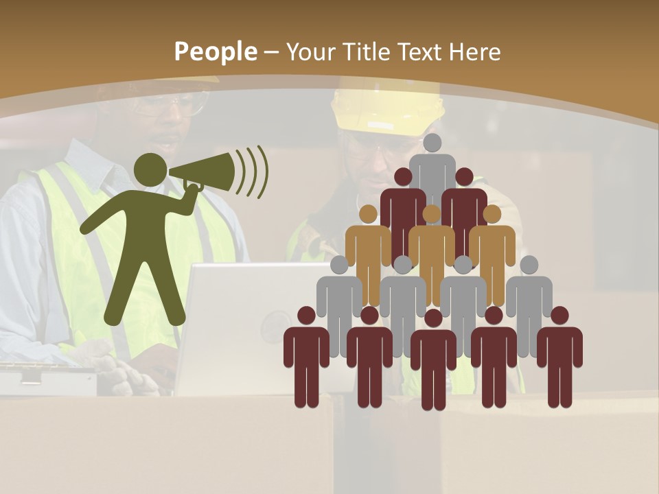 Two Men In Safety Vests Working On A Laptop PowerPoint Template