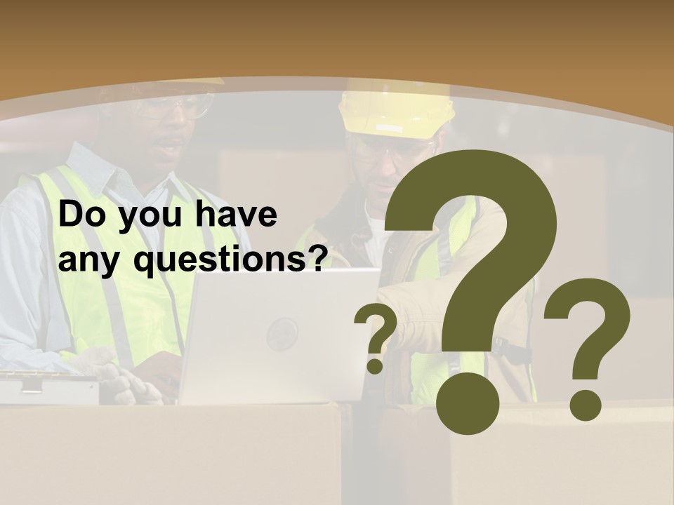 Two Men In Safety Vests Working On A Laptop PowerPoint Template