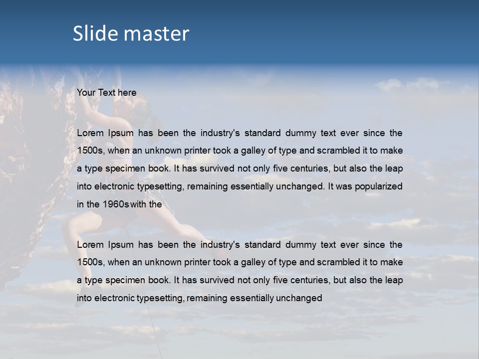 A Woman Climbing Up The Side Of A Cliff PowerPoint Template